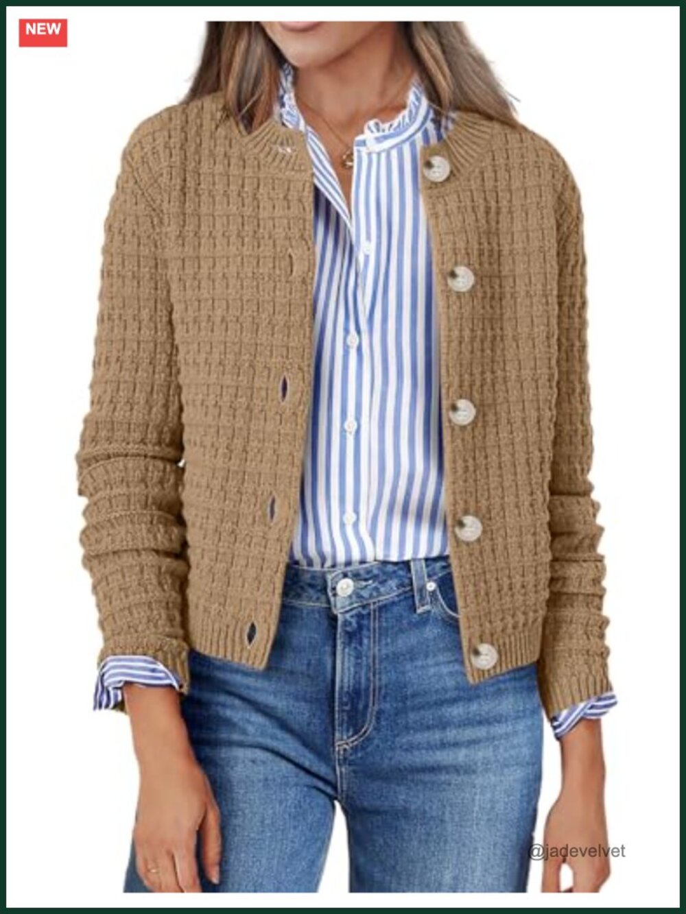100% Acrylic Chunky Knit Cropped Cardigan Long Sleeve Women's Open Front Sweater
